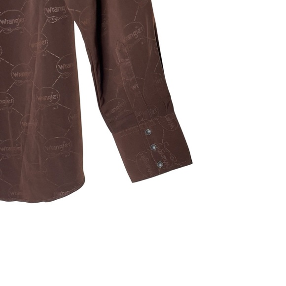 VTG Wrangler All Over Lasso Western Shirts Pearl Snap Mens M Brown Long Sleeve - Picture 5 of 8